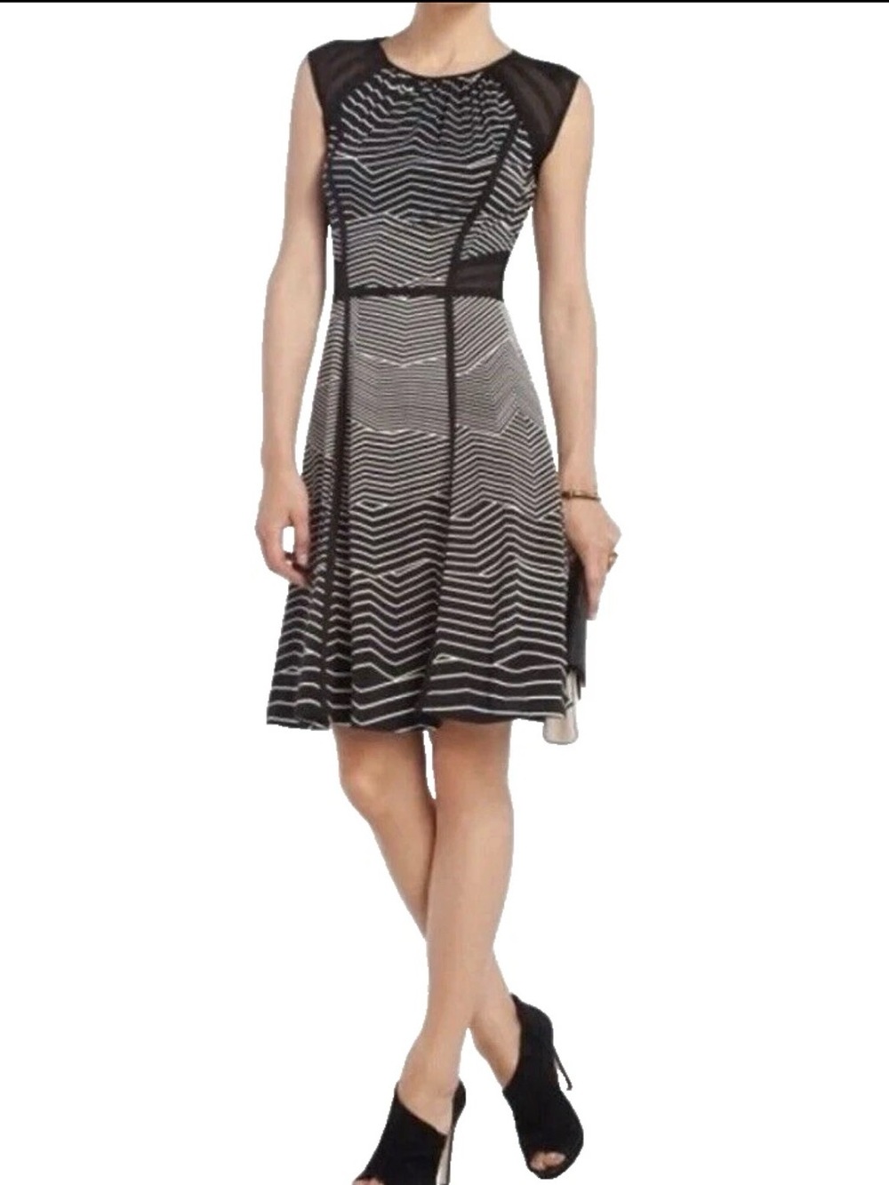 BCBGMaxazria Ilana striped flare jersey dress size XS
